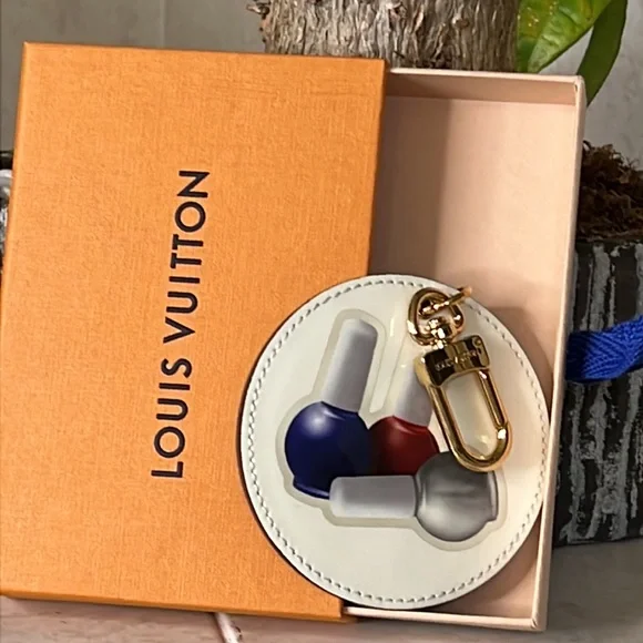 Louis Vuitton vernis nail polish keychain and bag charm in box